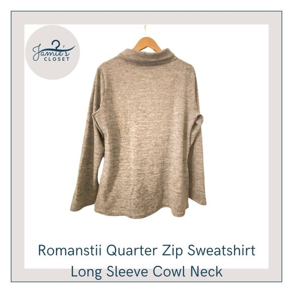 Heather Gray Romanstii Quarter Zip Cowl Neck Sweatshirt | Size XL - Picture 8 of 14